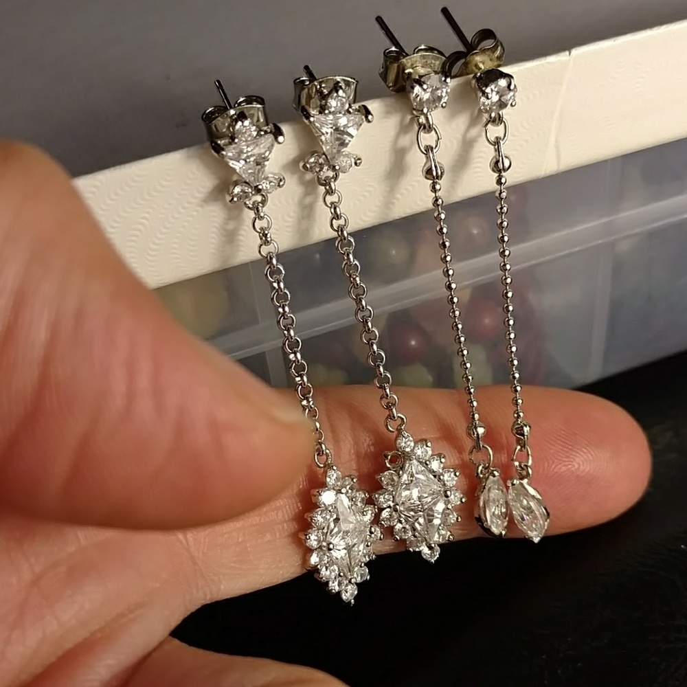 2 Pair Crystal Drop Earrings